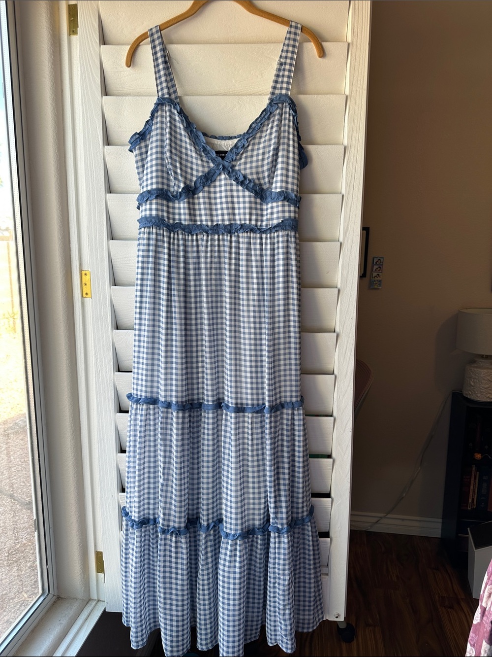 Torrid Gingham Blue White Picnic Tier Maxi Dress 00 Large